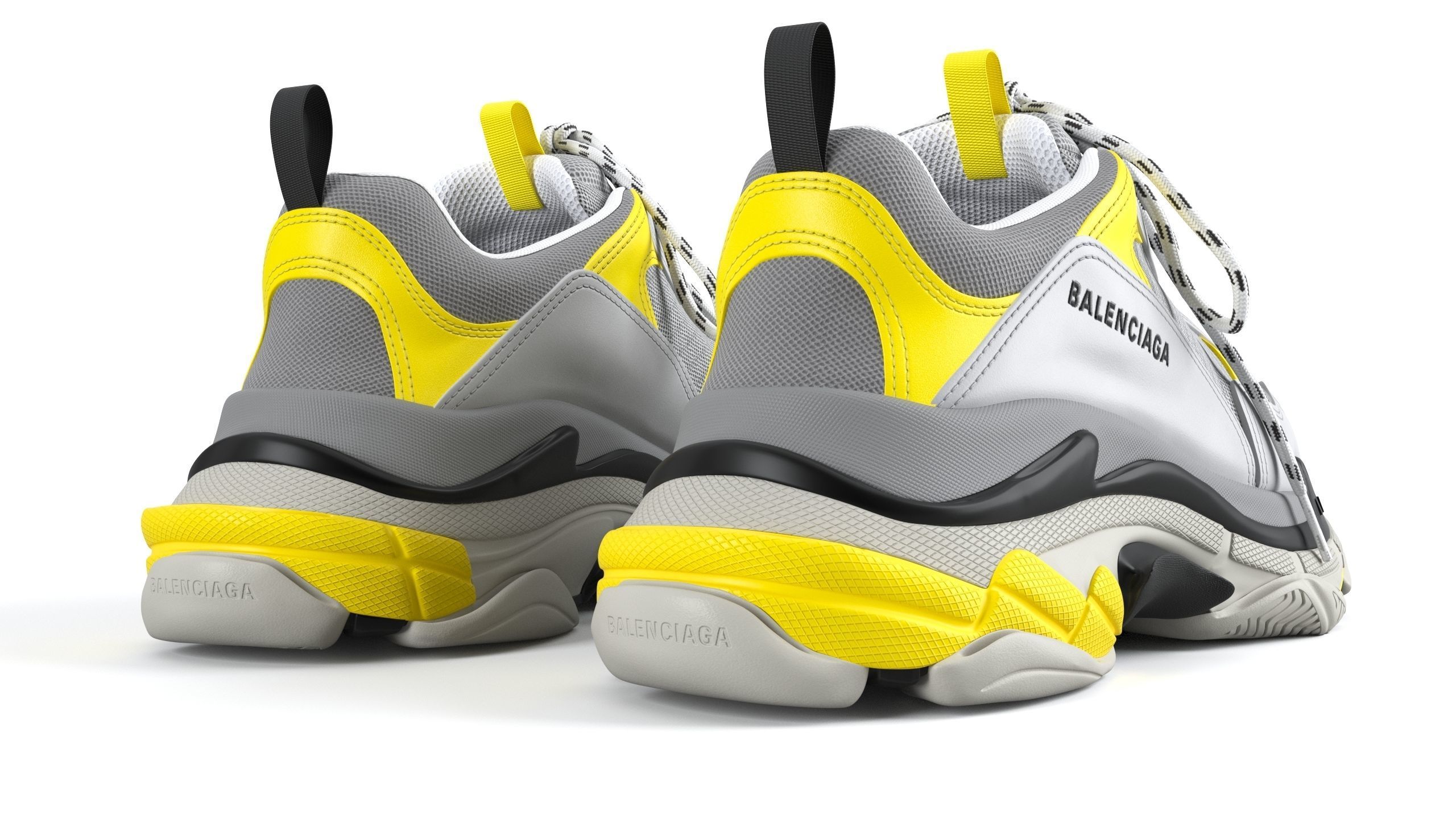 Balenciaga Triple S Yellow Grey PBR  3D model_3