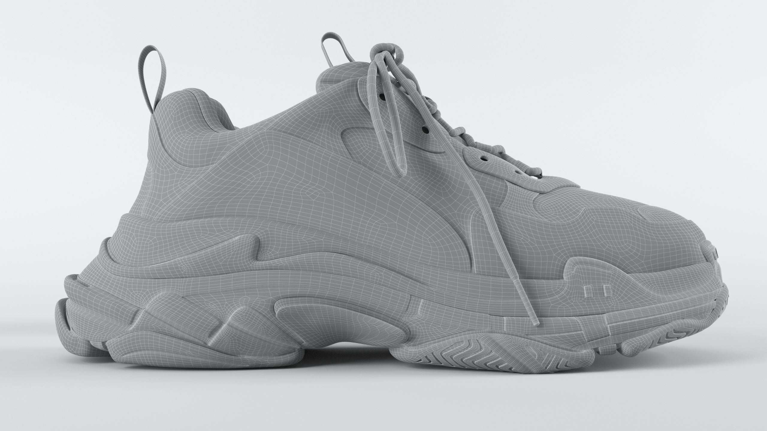 Balenciaga Triple S Yellow Grey PBR  3D model_12