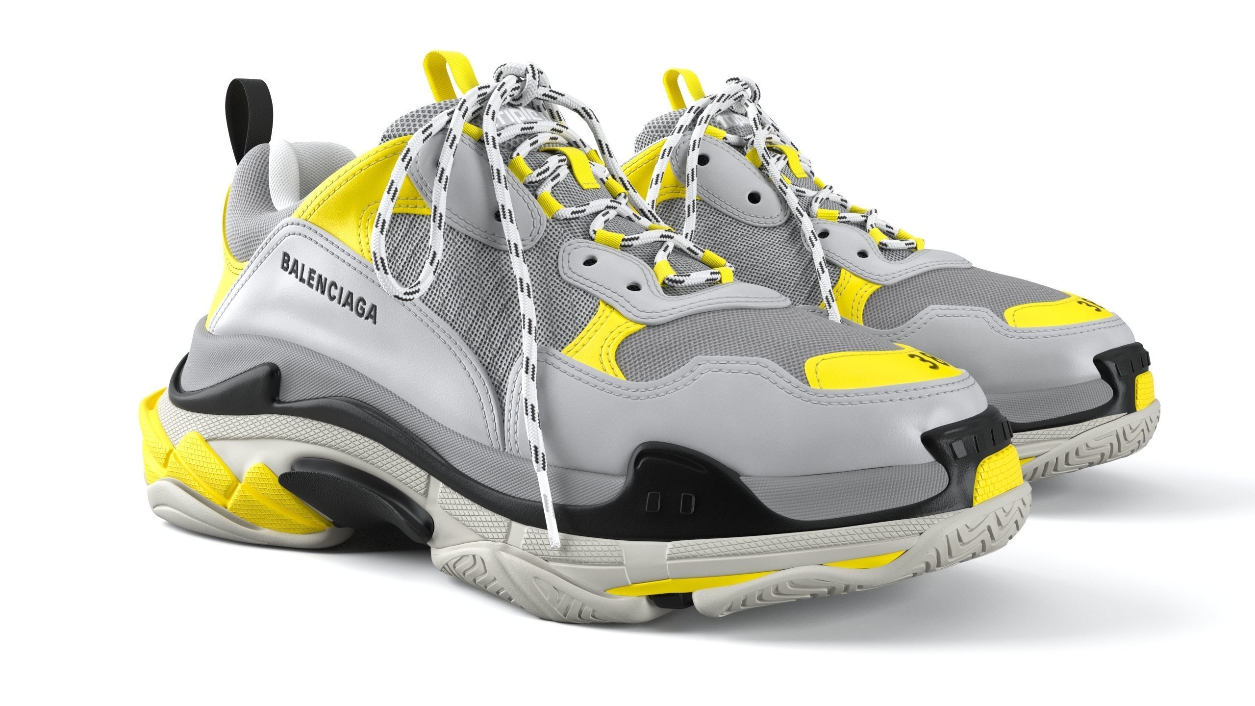 Balenciaga Triple S Yellow Grey PBR  3D model_1
