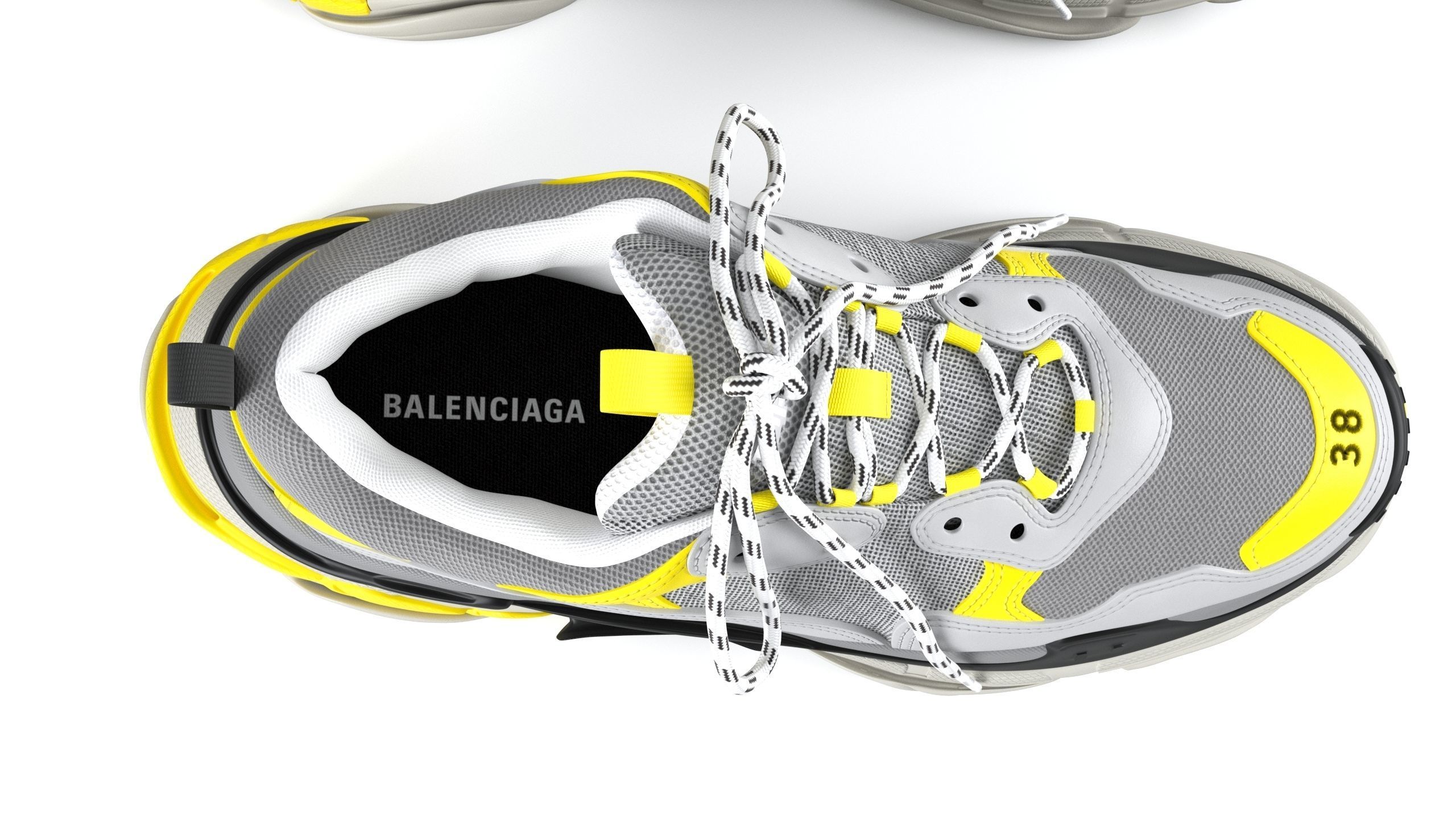 Balenciaga Triple S Yellow Grey PBR  3D model_4