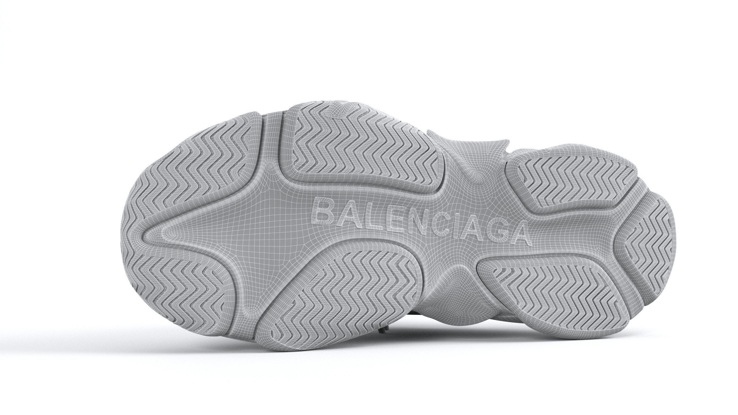 Balenciaga Triple S Yellow Grey PBR  3D model_13
