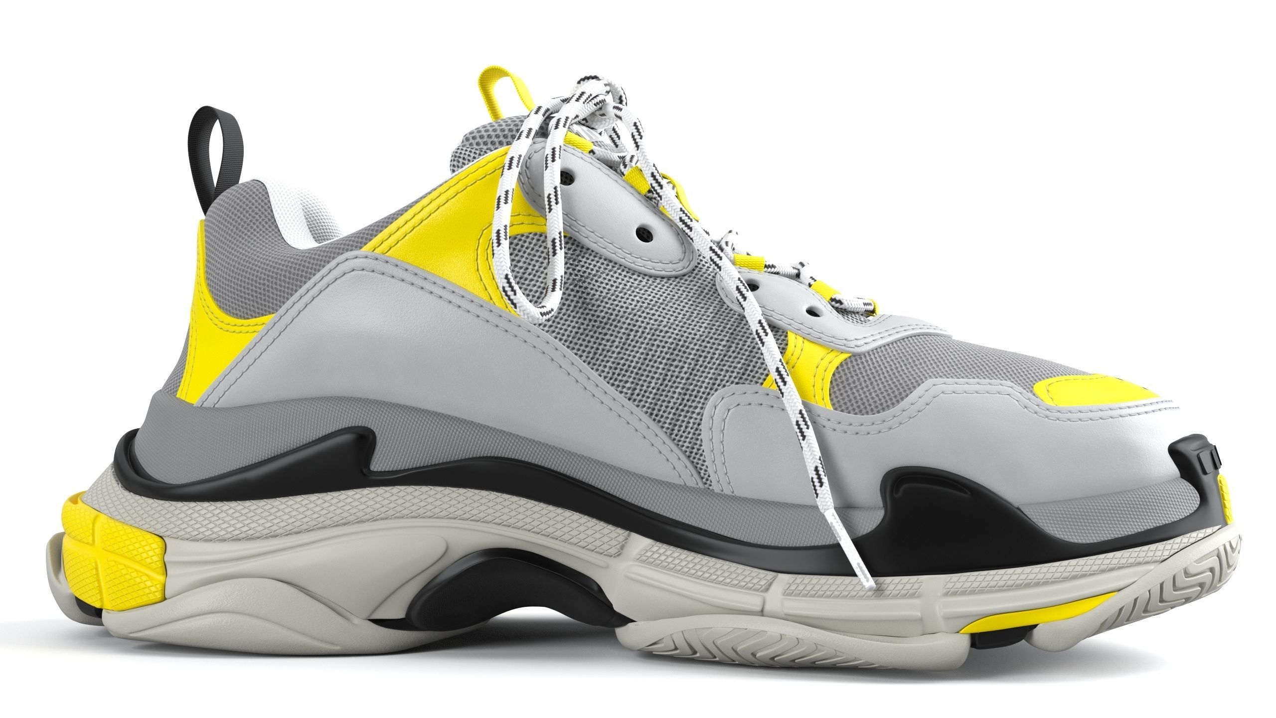 Balenciaga Triple S Yellow Grey PBR  3D model_8