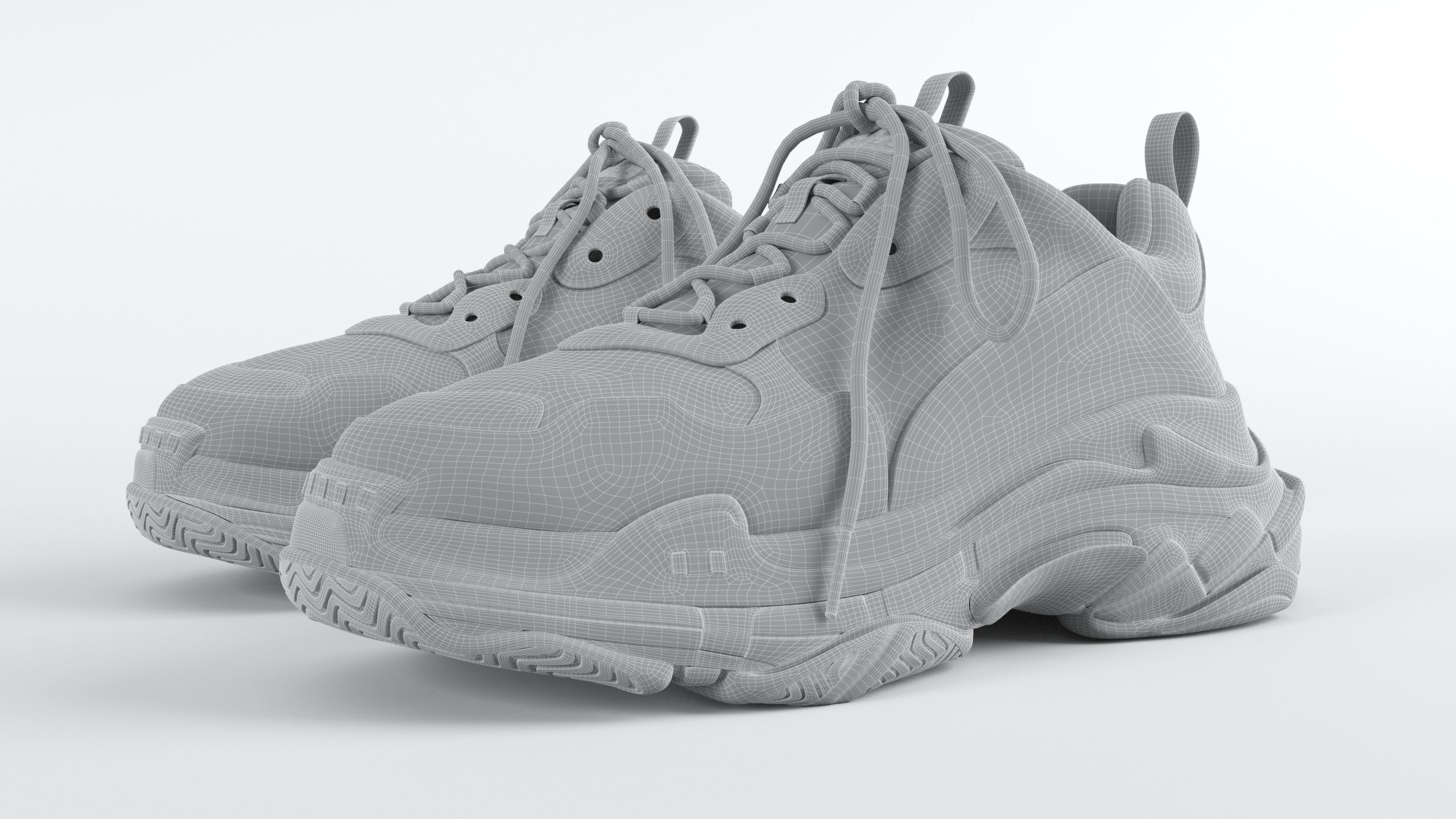 Balenciaga Triple S Yellow Grey PBR  3D model_11
