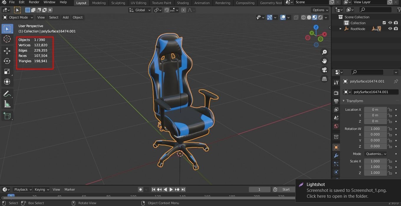 Gaming chair Low-poly 3D model_13
