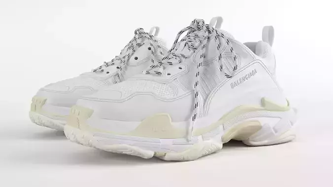 balenciaga triple s in of white Low-poly 3D model