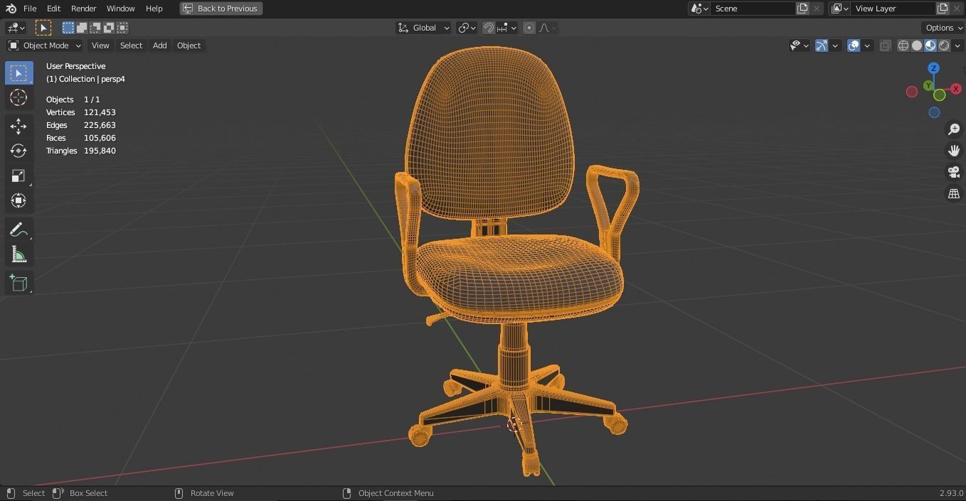 Office chair Low-poly 3D model_13