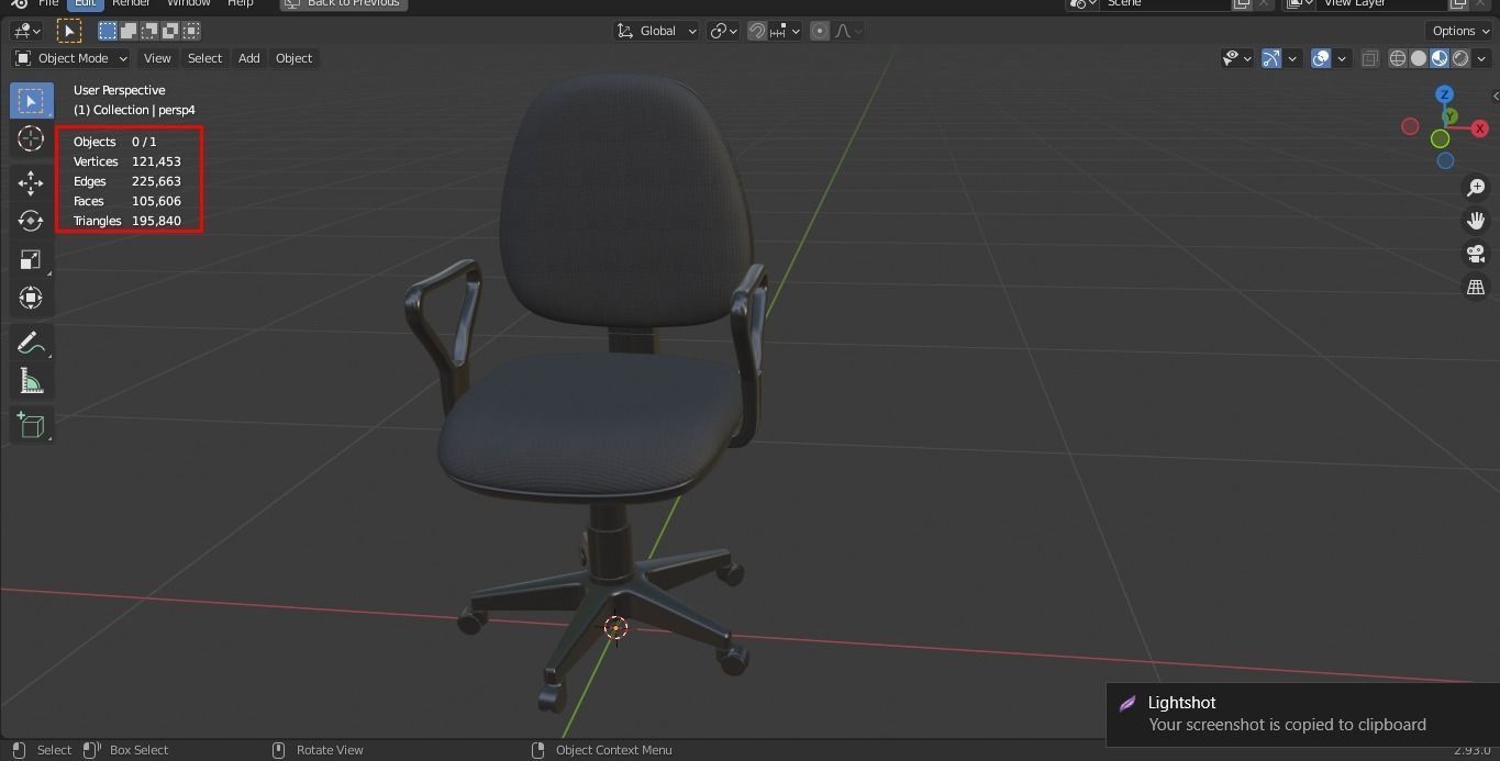 Office chair Low-poly 3D model_12