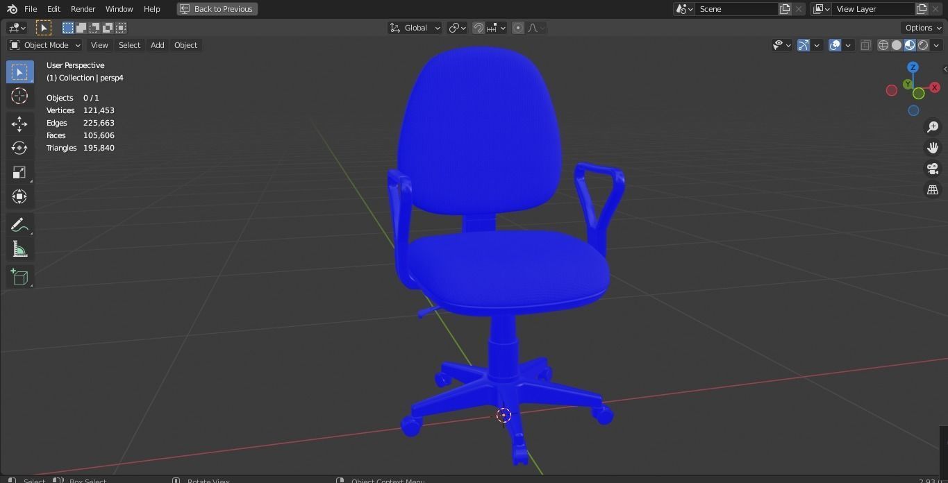 Office chair Low-poly 3D model_14