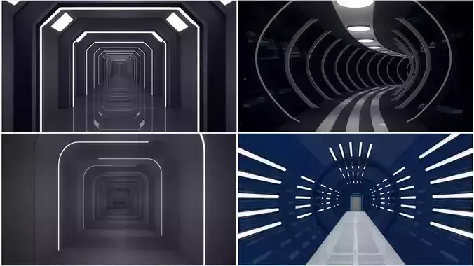 4 Sci Fi Tunnel Sets 