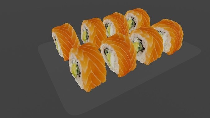 Sushi Philadelphia classic realistic set 3D model 3