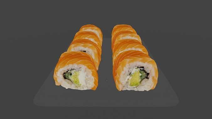 Sushi Philadelphia classic realistic set 3D model 2