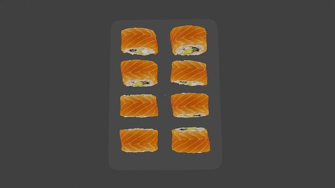 Sushi Philadelphia classic realistic set 3D model 4