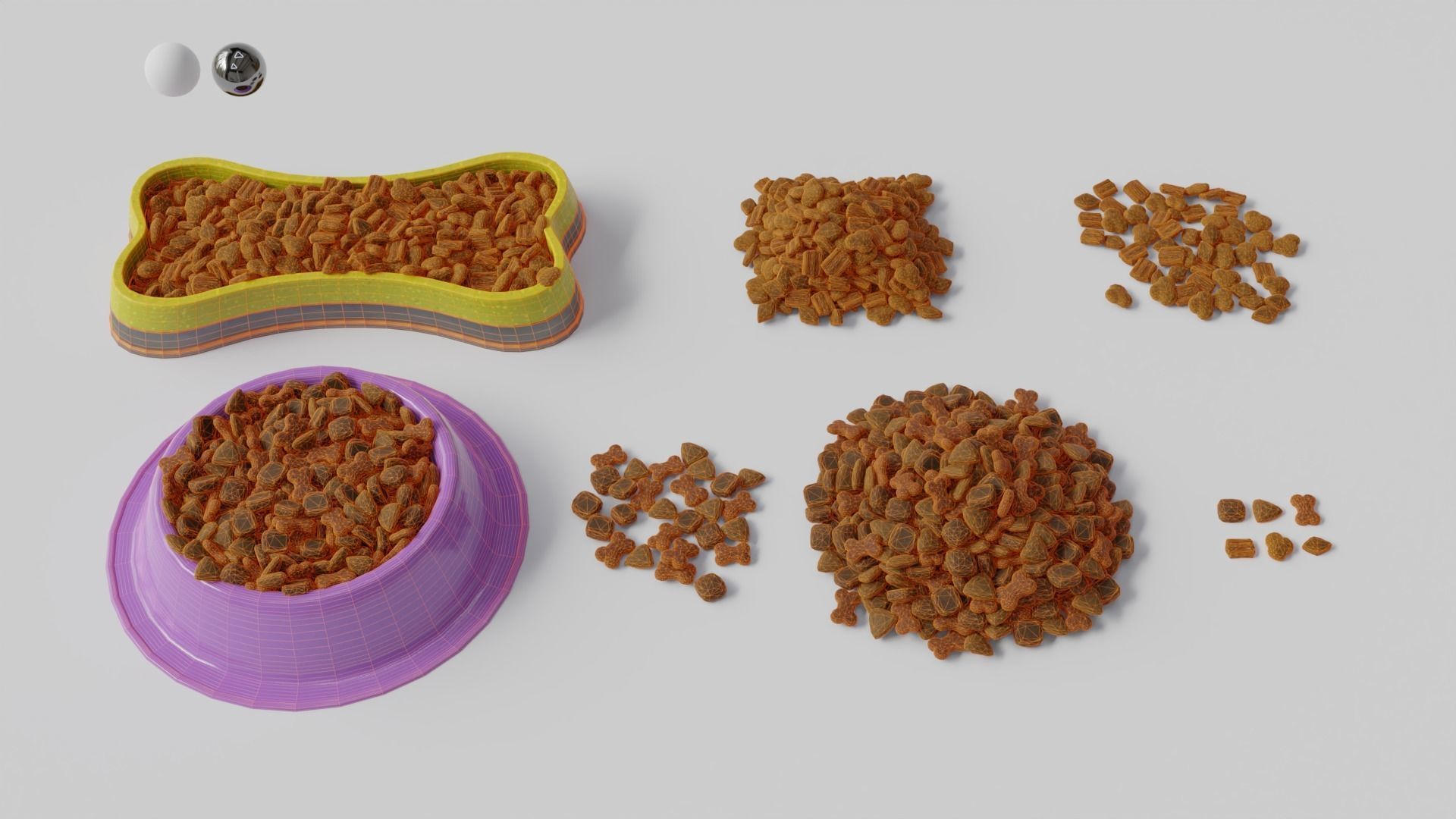 Set croquettes 01 Low-poly 3D model_3