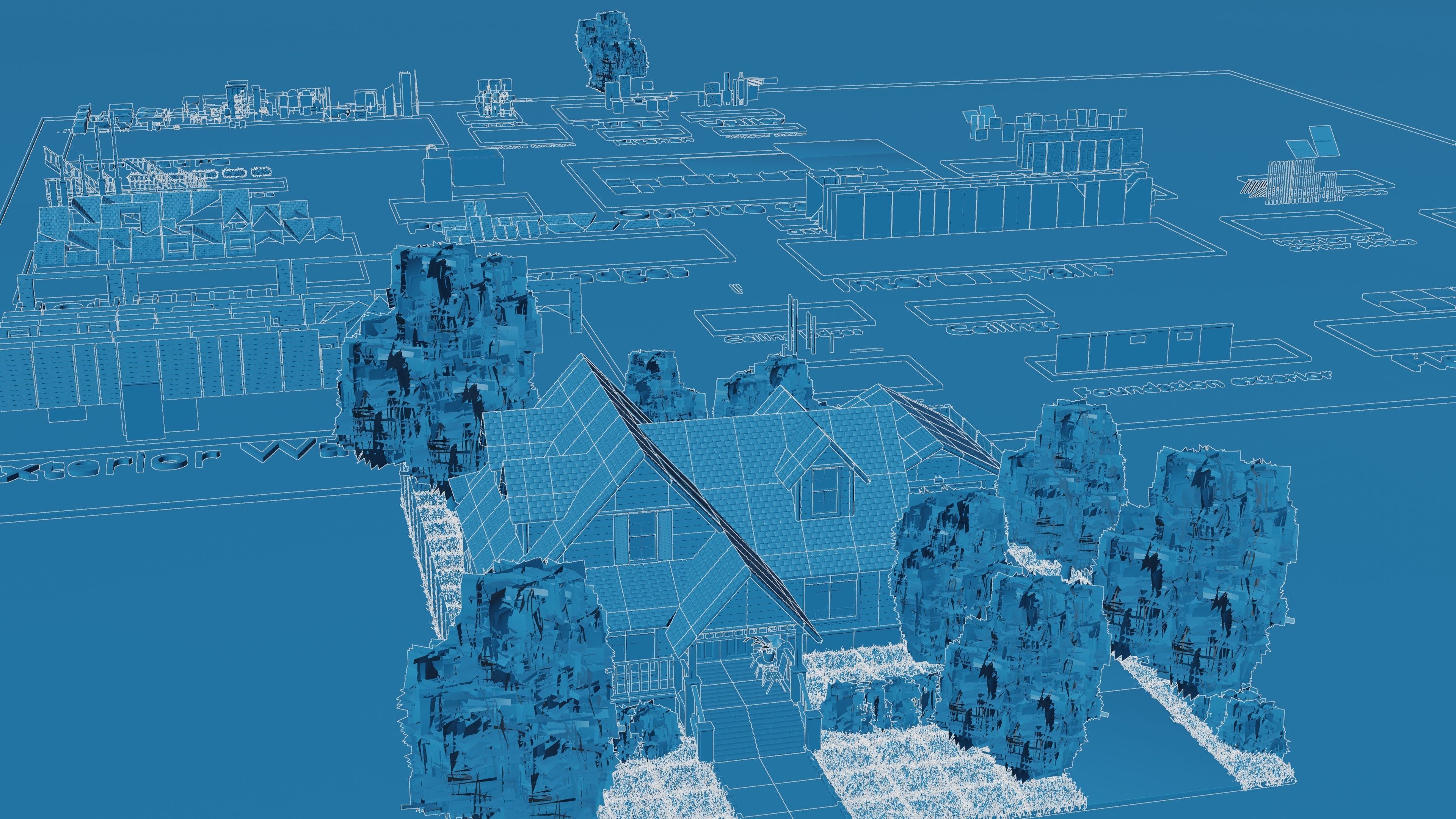 Modular Suburban House Creation tool Low-poly 3D model_3