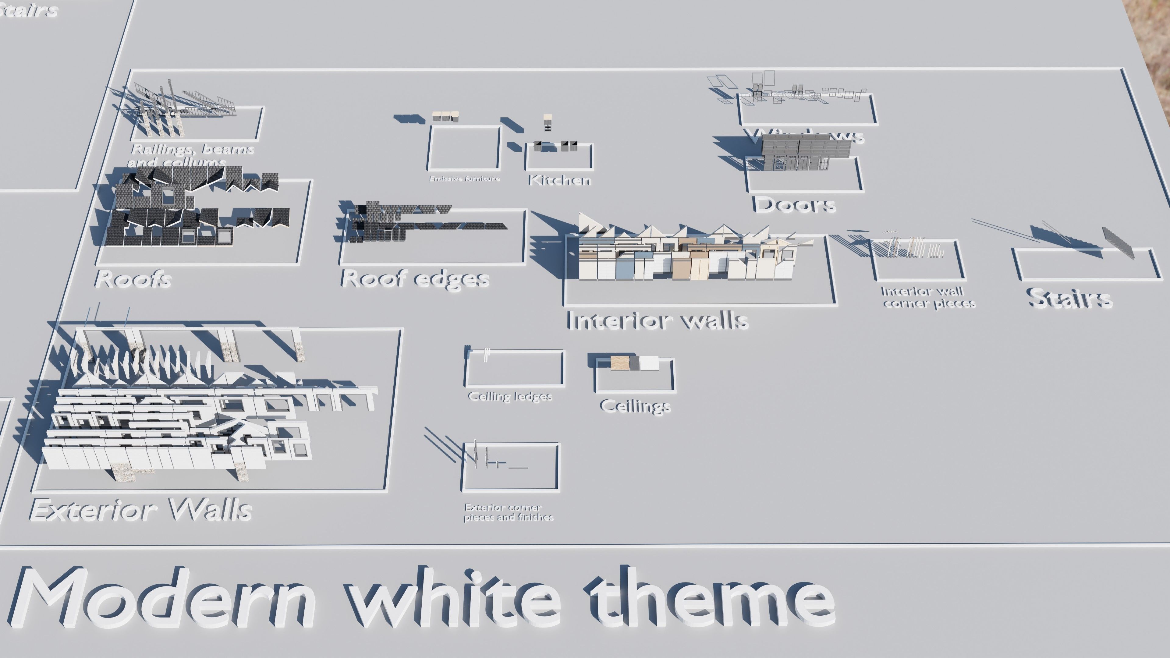 Modular Suburban House Creation tool Low-poly 3D model_6