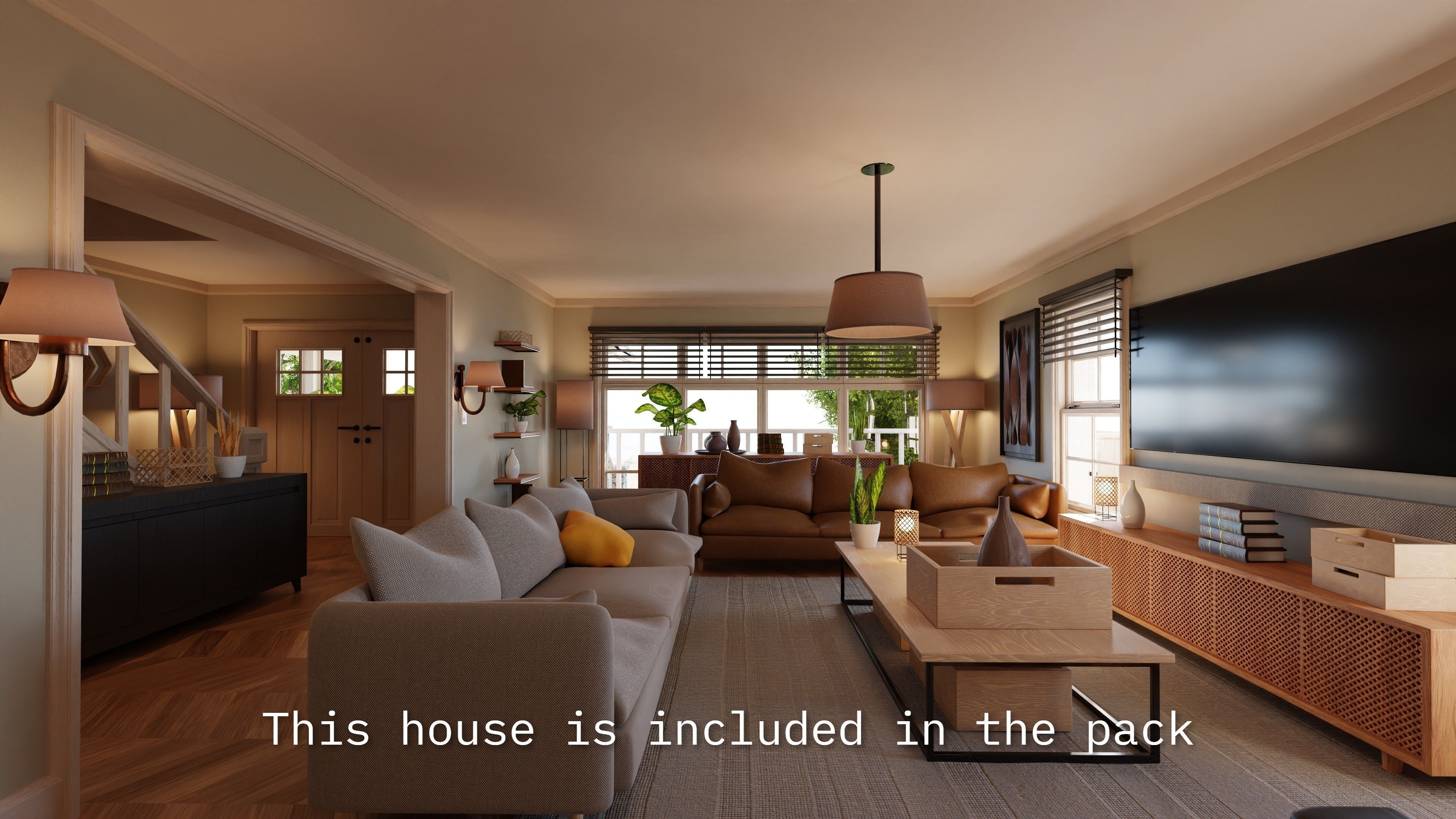 Modular Suburban House Creation tool Low-poly 3D model_9