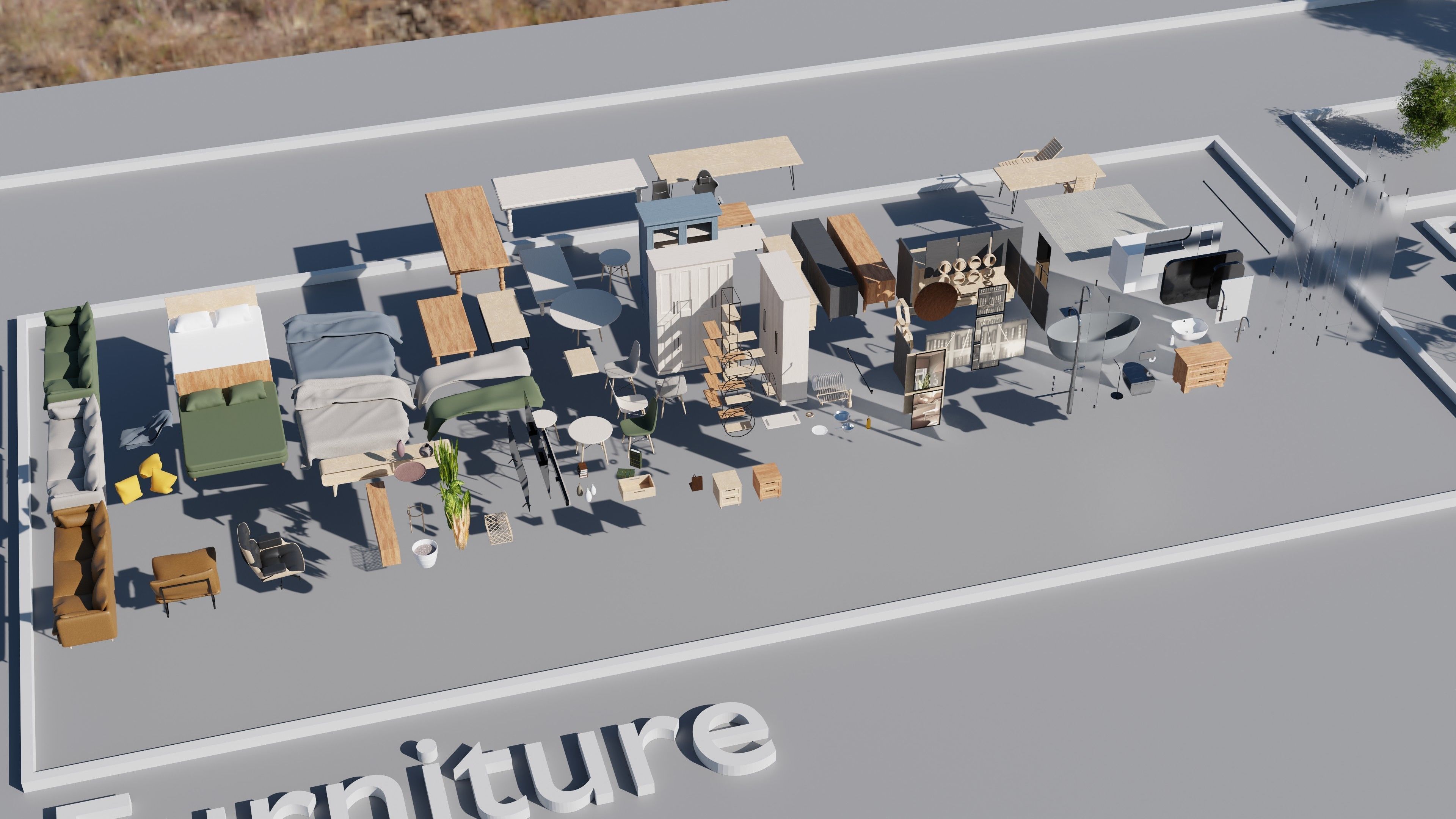 Modular Suburban House Creation tool Low-poly 3D model_13