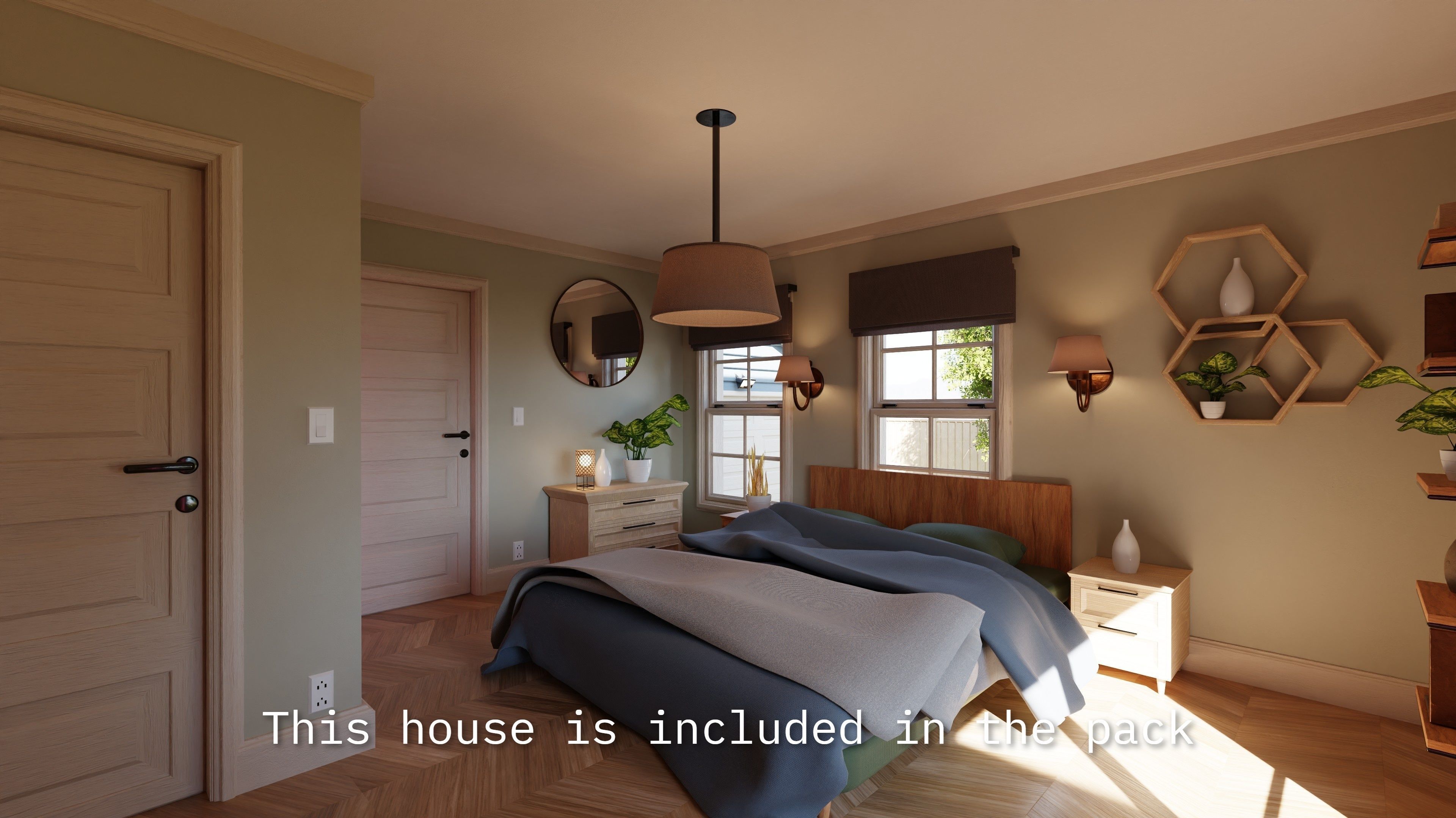 Modular Suburban House Creation tool Low-poly 3D model_17