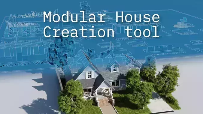 Modular Suburban House Creation tool Low-poly 3D model