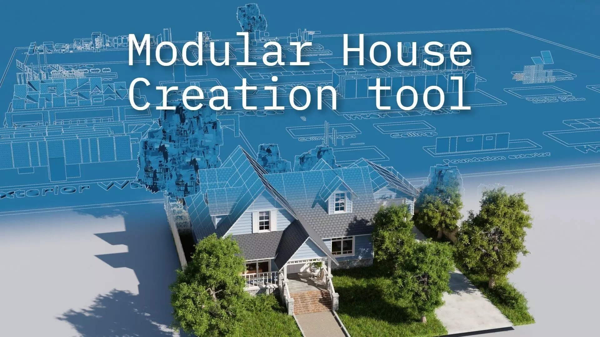 Modular Suburban House Creation tool Low-poly 3D model_0