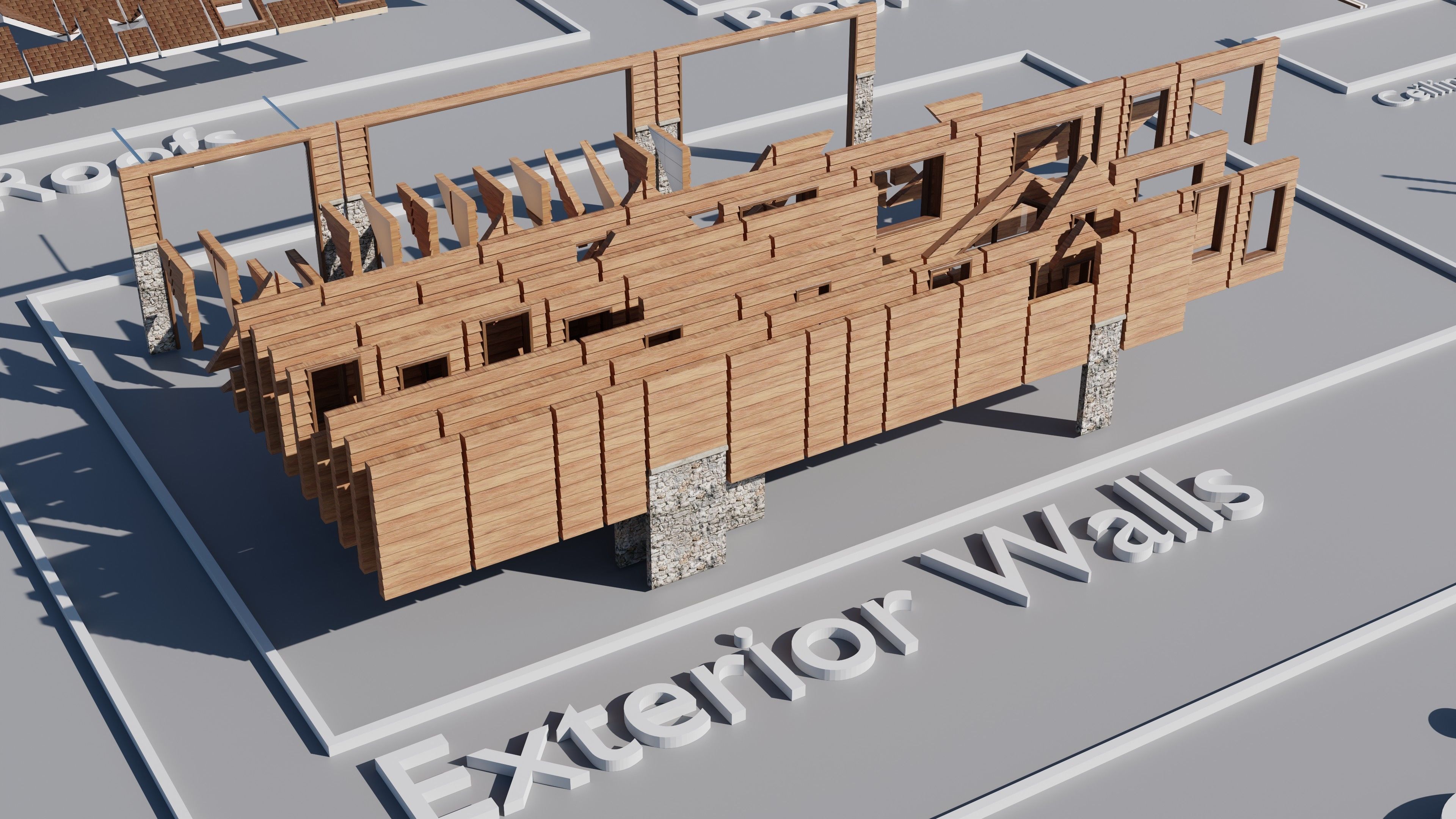 Modular Suburban House Creation tool Low-poly 3D model_11