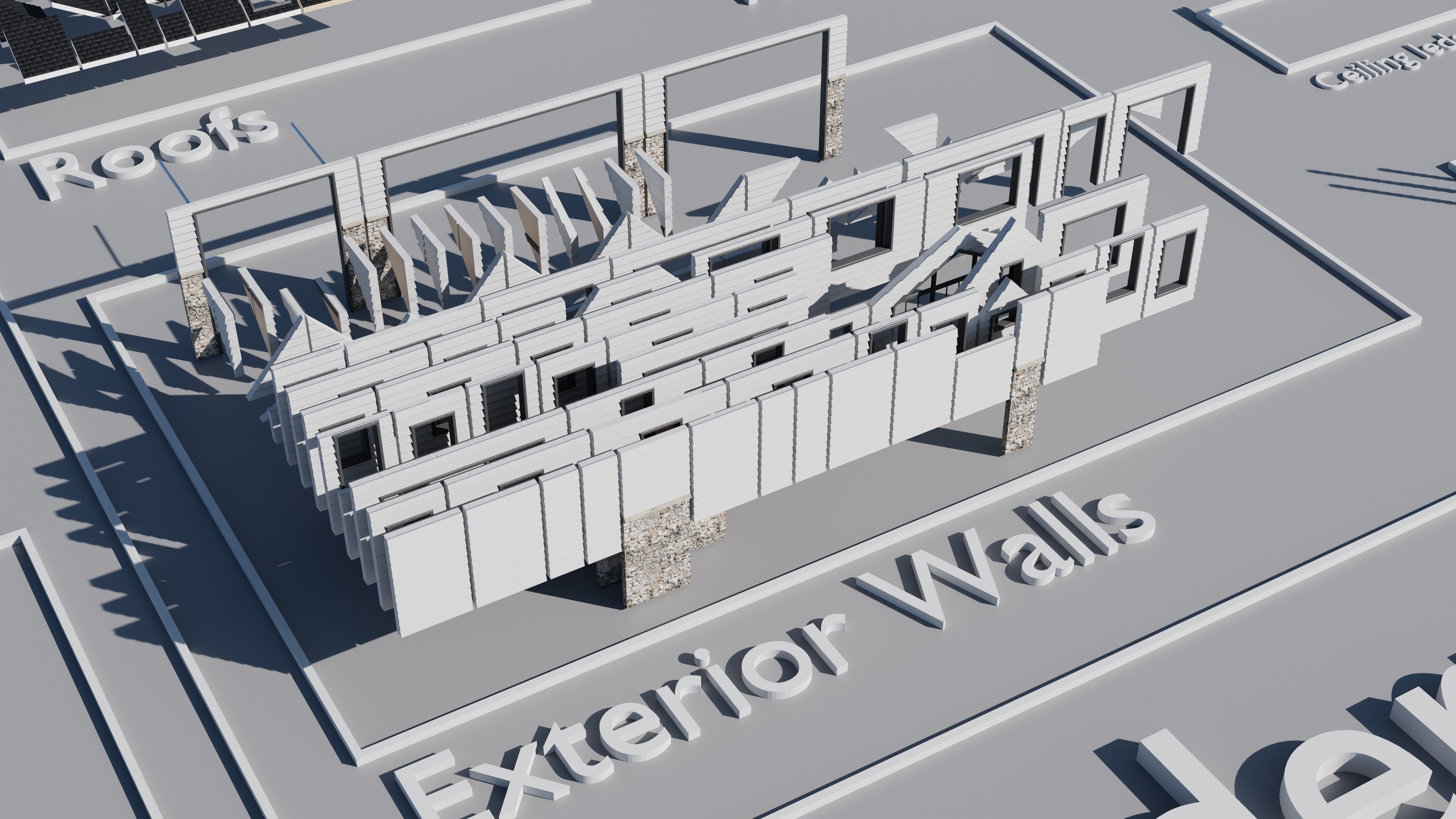 Modular Suburban House Creation tool Low-poly 3D model_12