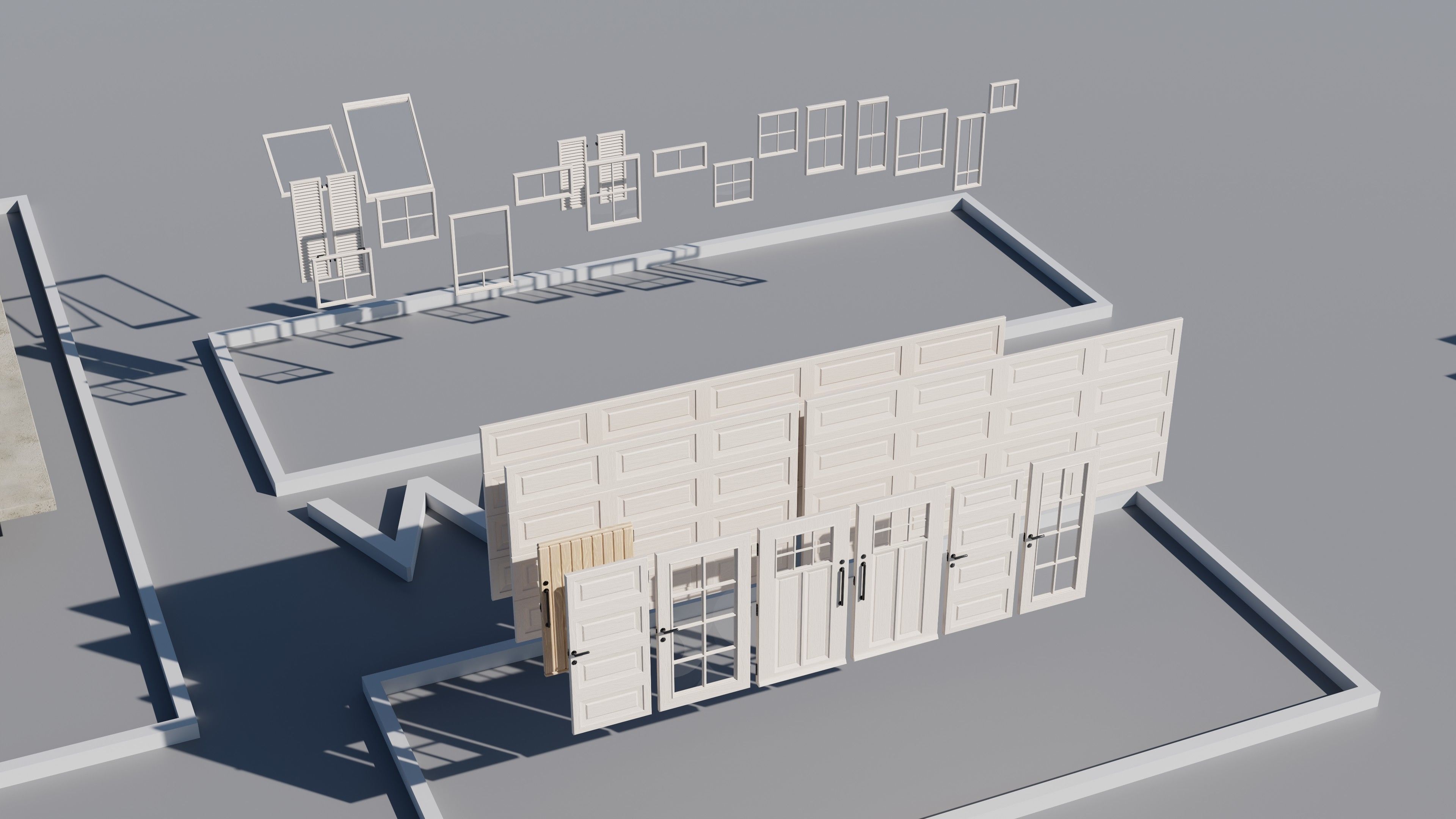 Modular Suburban House Creation tool Low-poly 3D model_14