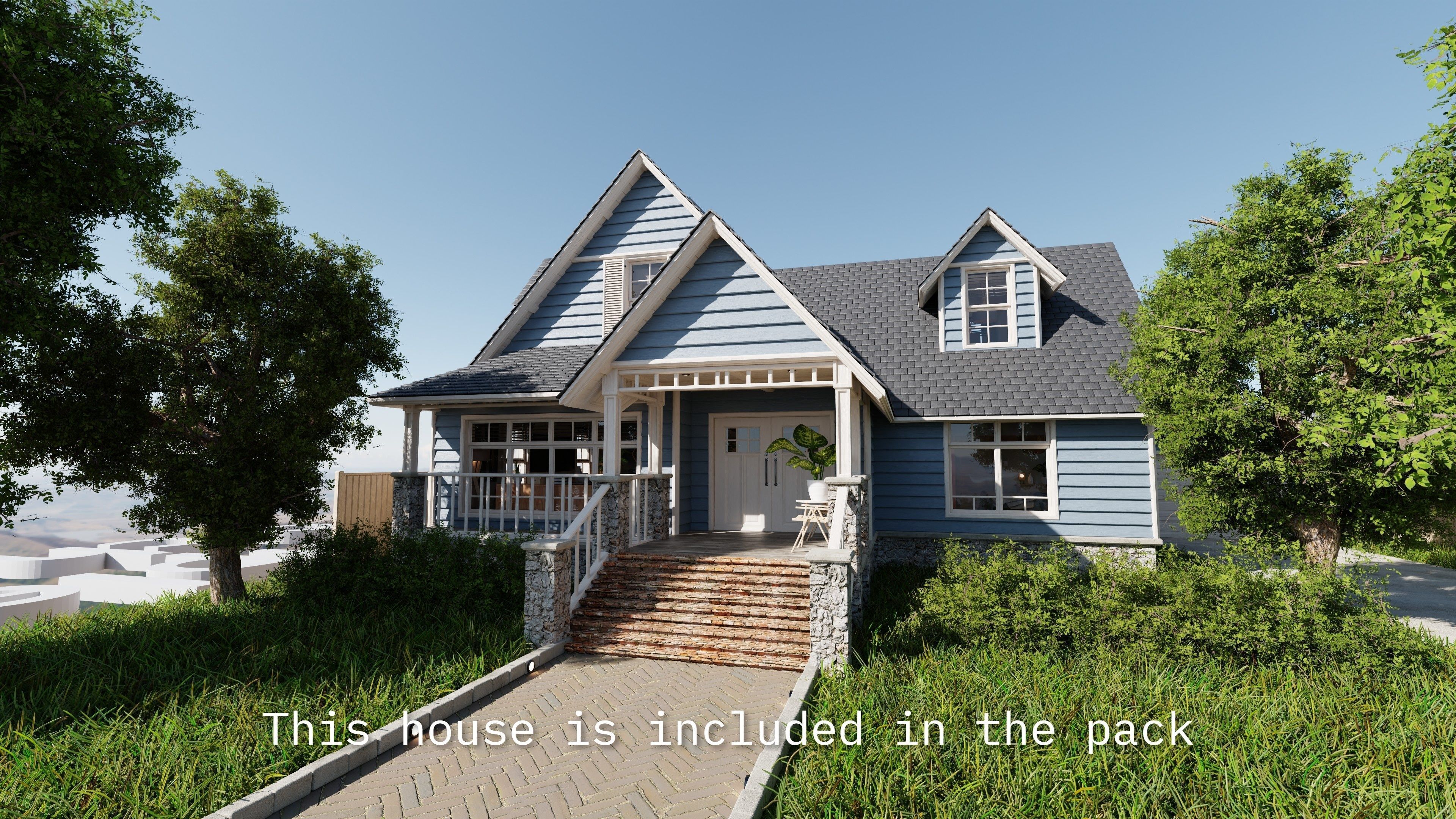 Modular Suburban House Creation tool Low-poly 3D model_15