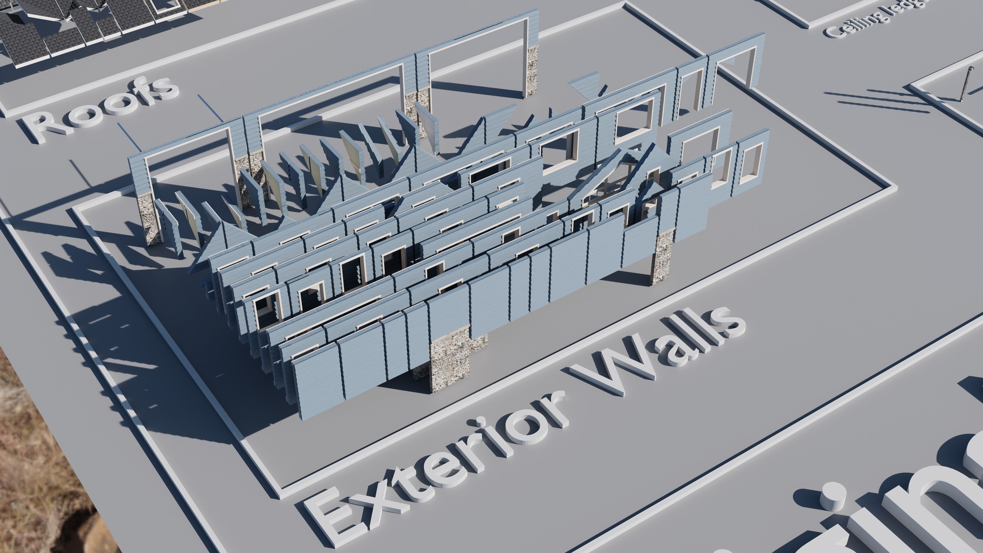 Modular Suburban House Creation tool Low-poly 3D model_8