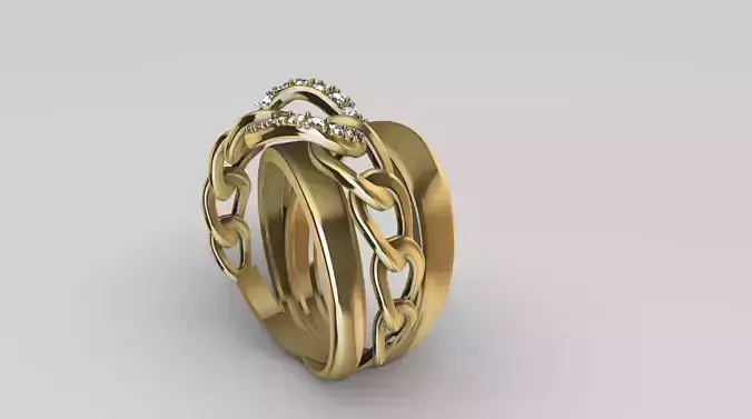 Women s ring cubain chain