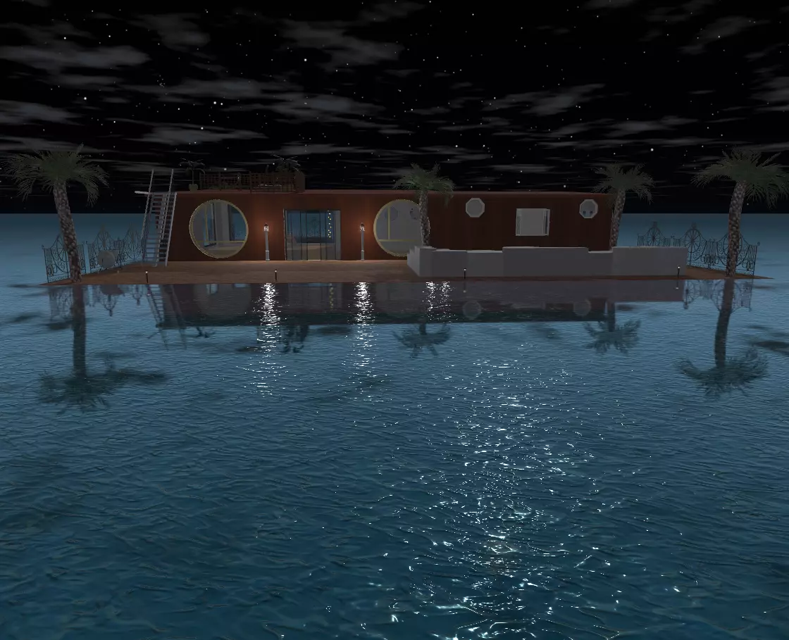 house on the water Low-poly 3D model_0