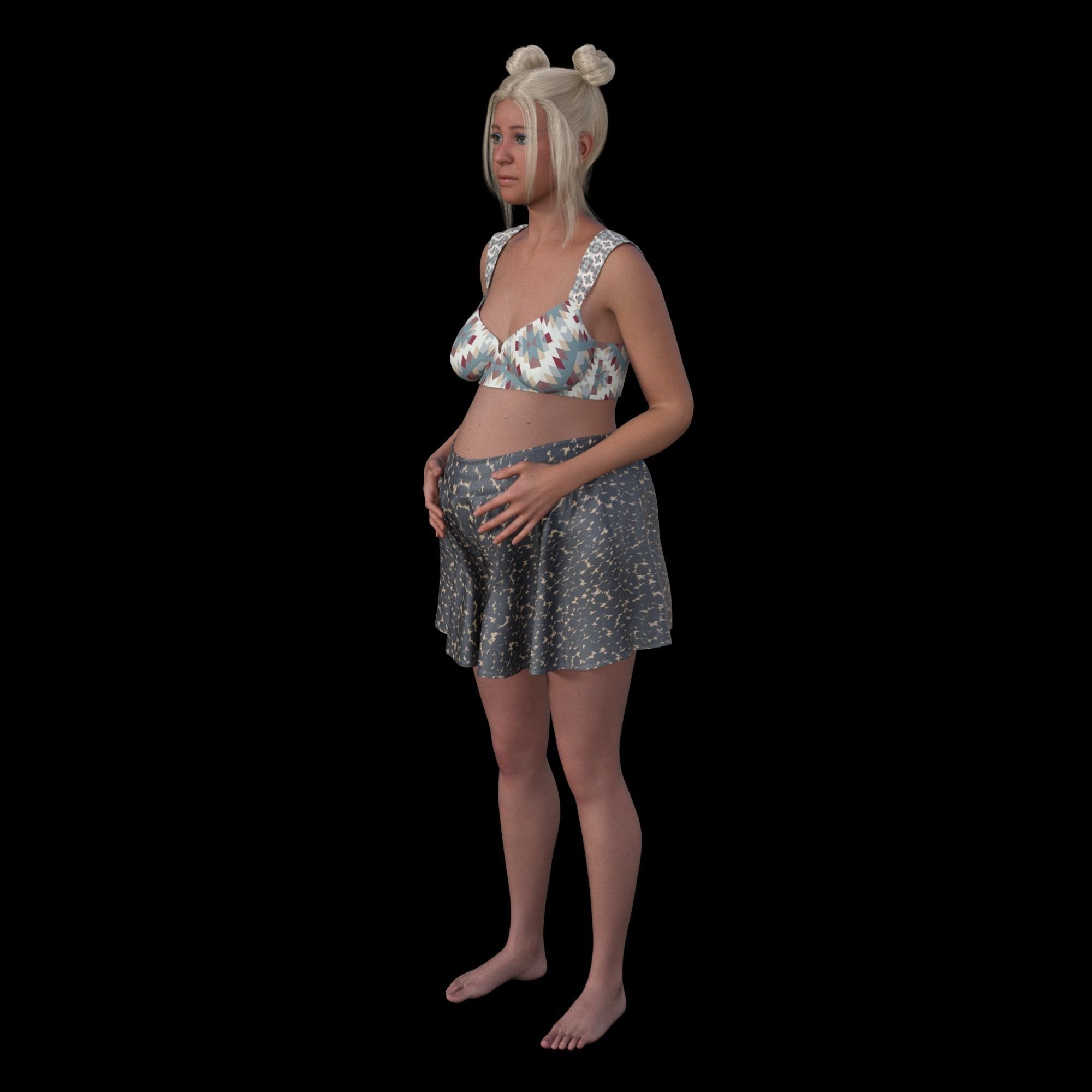 American Teenage Mom Pregnant 3D model_2