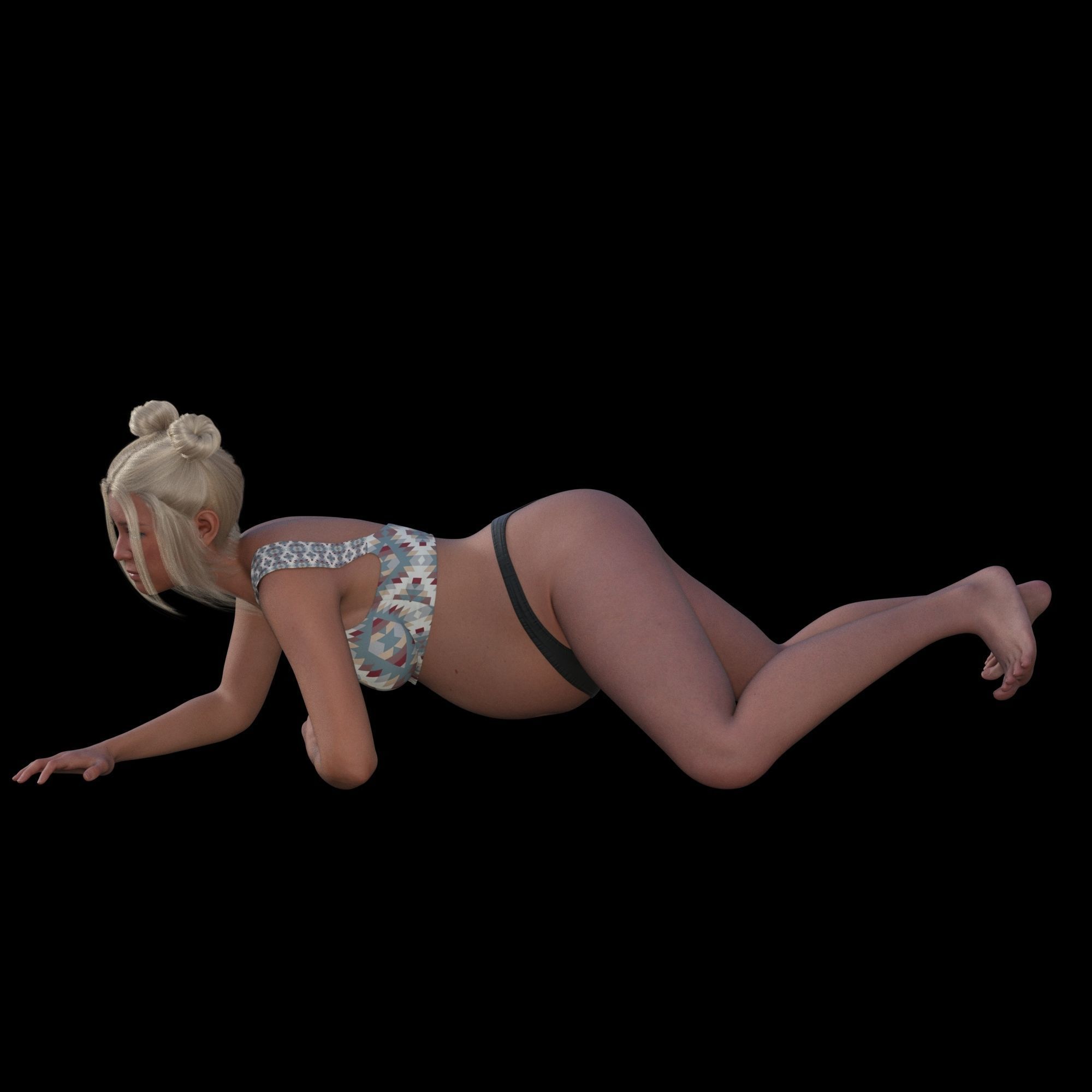 American Teenage Mom Pregnant 3D model_4
