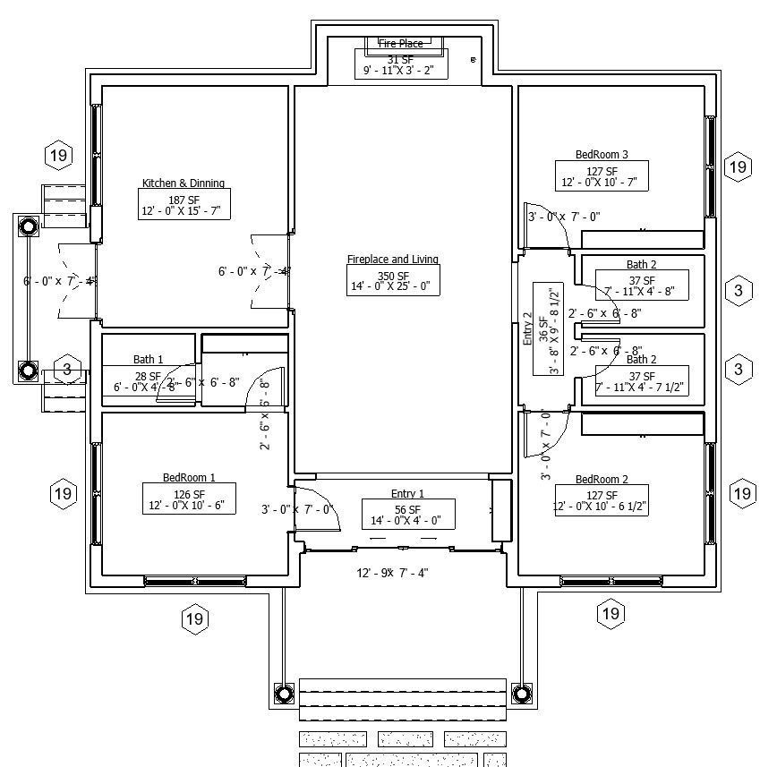 3 Bedroom Autodesk Revit House Model  Low-poly 3D model_8