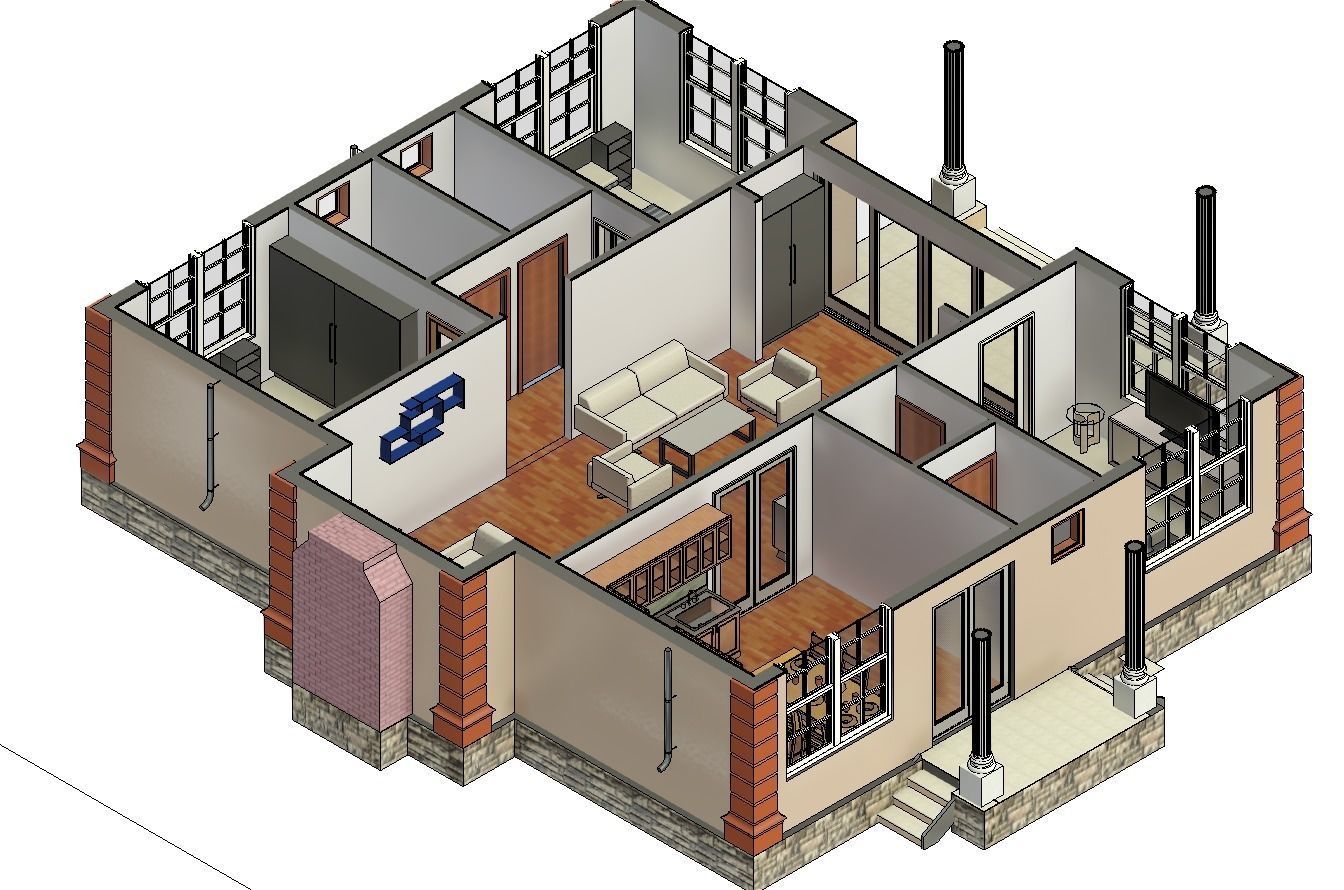 3d Model 3 Bedroom Autodesk Revit House Model Vr Ar Low Poly Cgtrader 3d Model 3 Bedroom Autodesk Revit House Model Vr Ar Low Poly Cgtrader