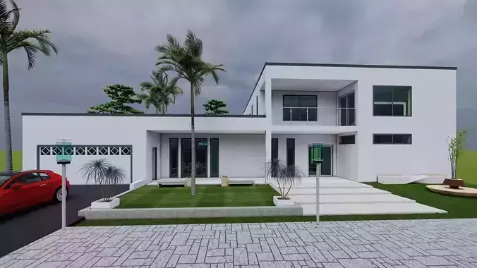 4 Bedroom House Model Low-poly 3D model