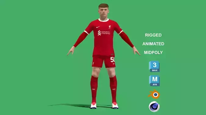3D Rigged Ben Doak Liverpool 2024 3D model