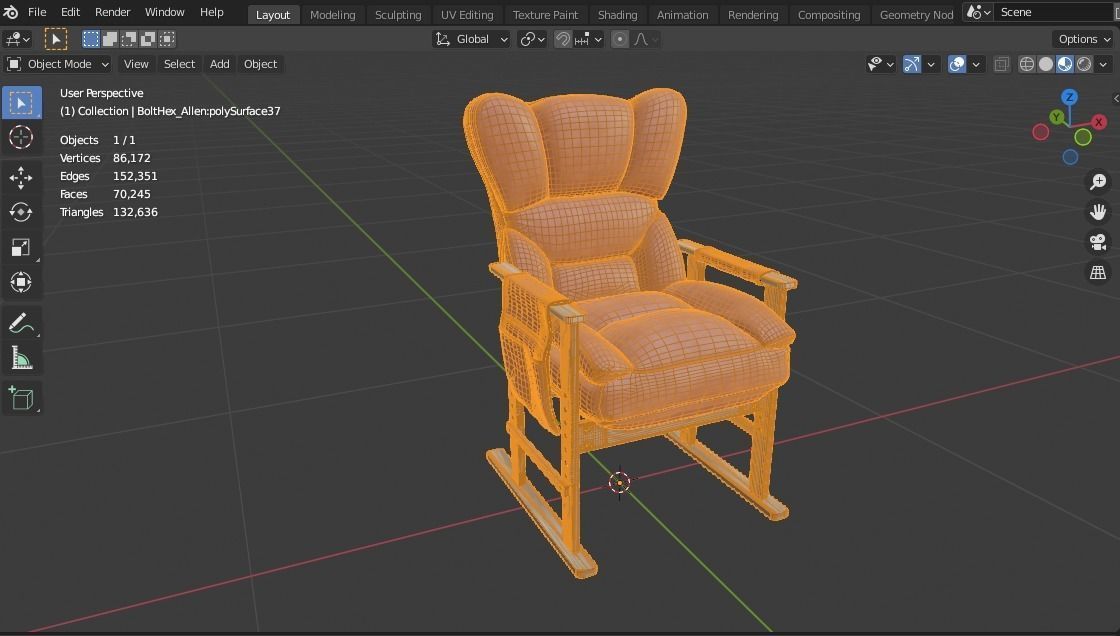 Recliner Low-poly 3D model_10