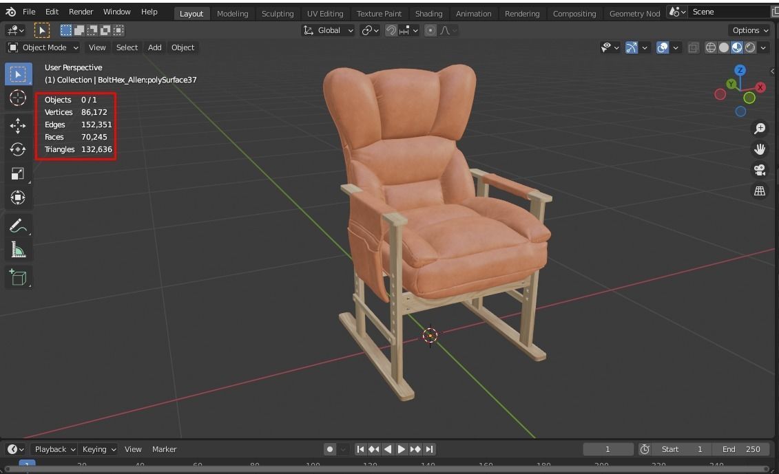 Recliner Low-poly 3D model_12