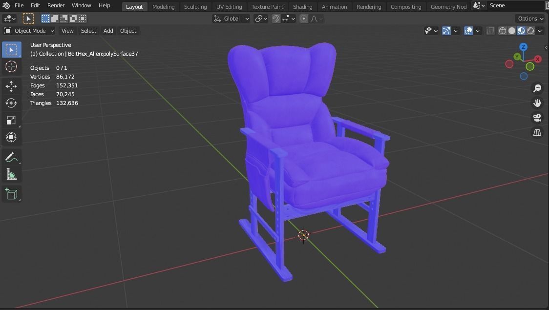 Recliner Low-poly 3D model_11