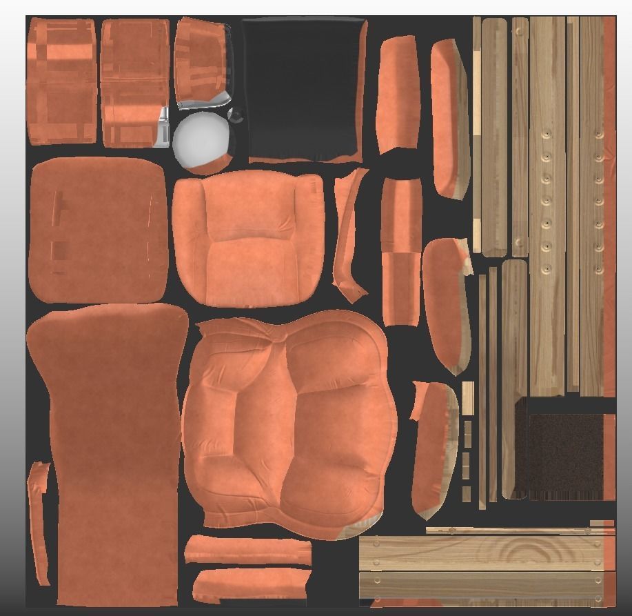 Recliner Low-poly 3D model_14