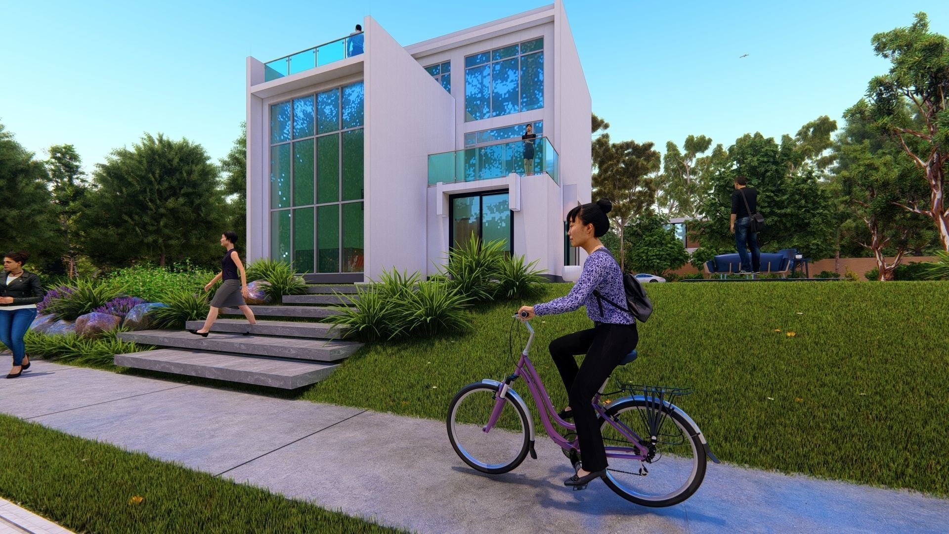 5 Bedroom Modern House Model Low-poly 3D model_8