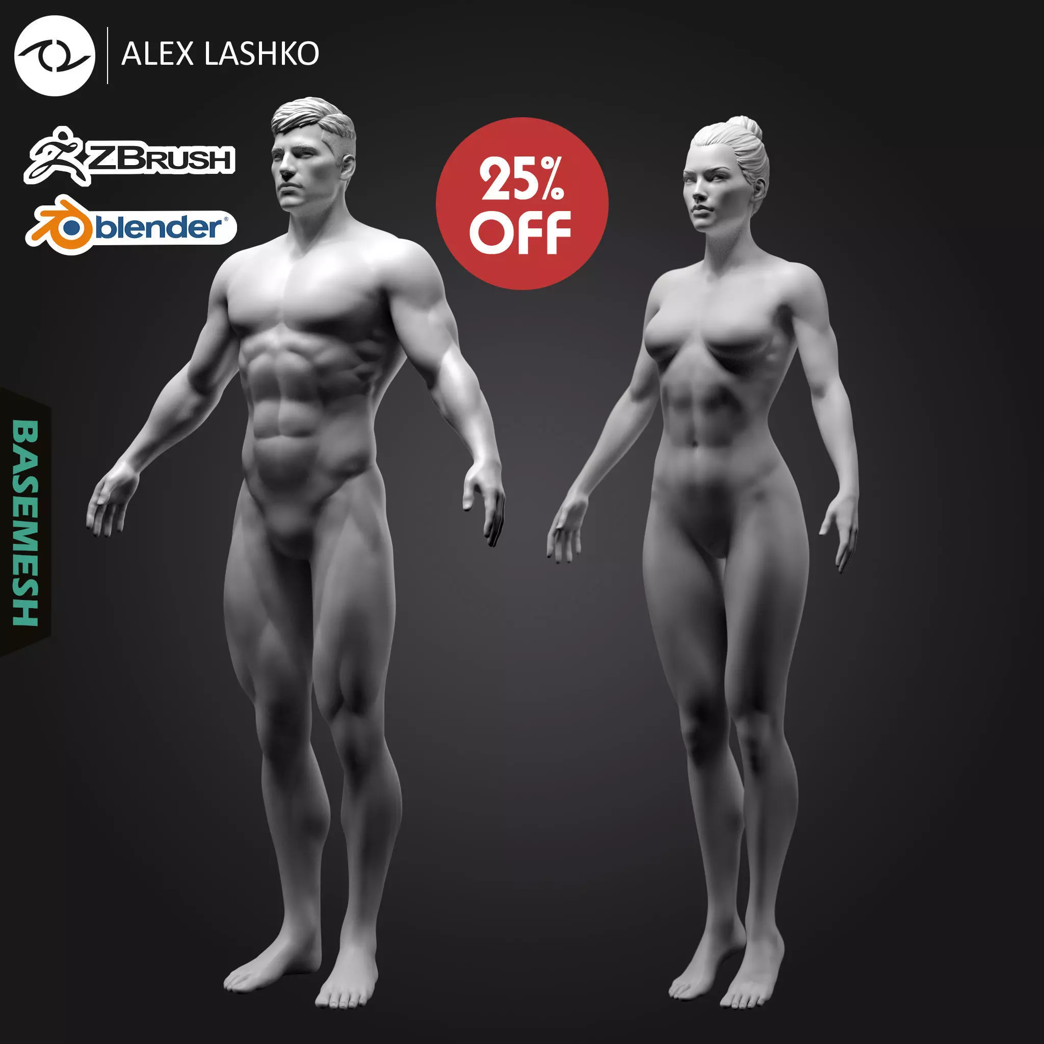 Superhero Basemesh Set  3D model_0