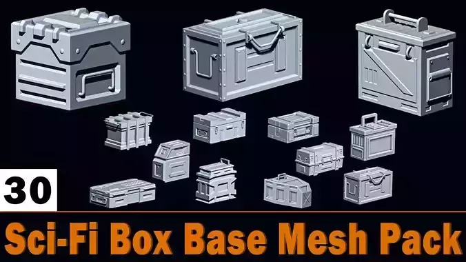 Sci-Fi Box Base Mesh Pack  