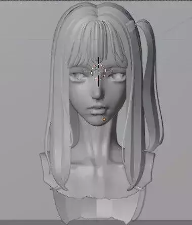 Hair 4 long hair with ponytail and 9 color texture Low-poly 3D model
