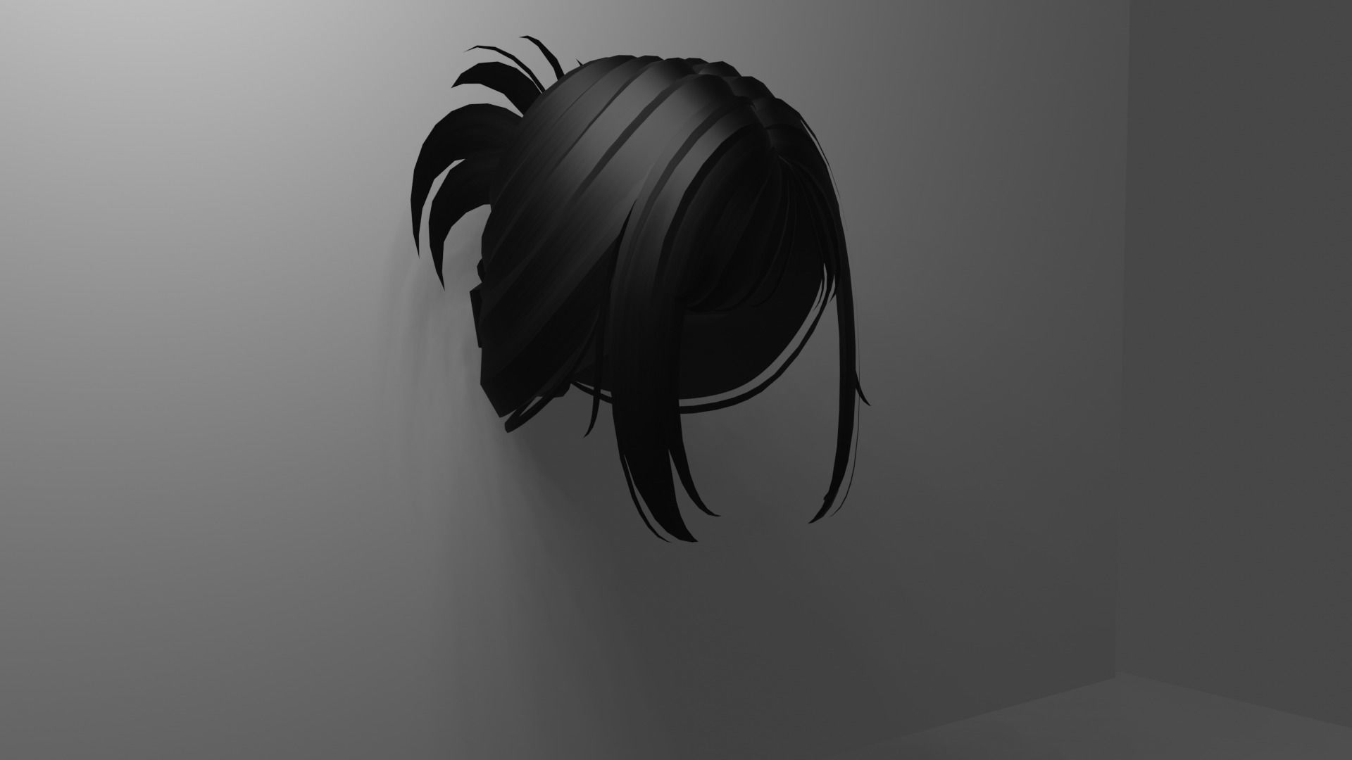 Hair 5 and 9 color texture cute messy y2k bun Low-poly 3D model_2