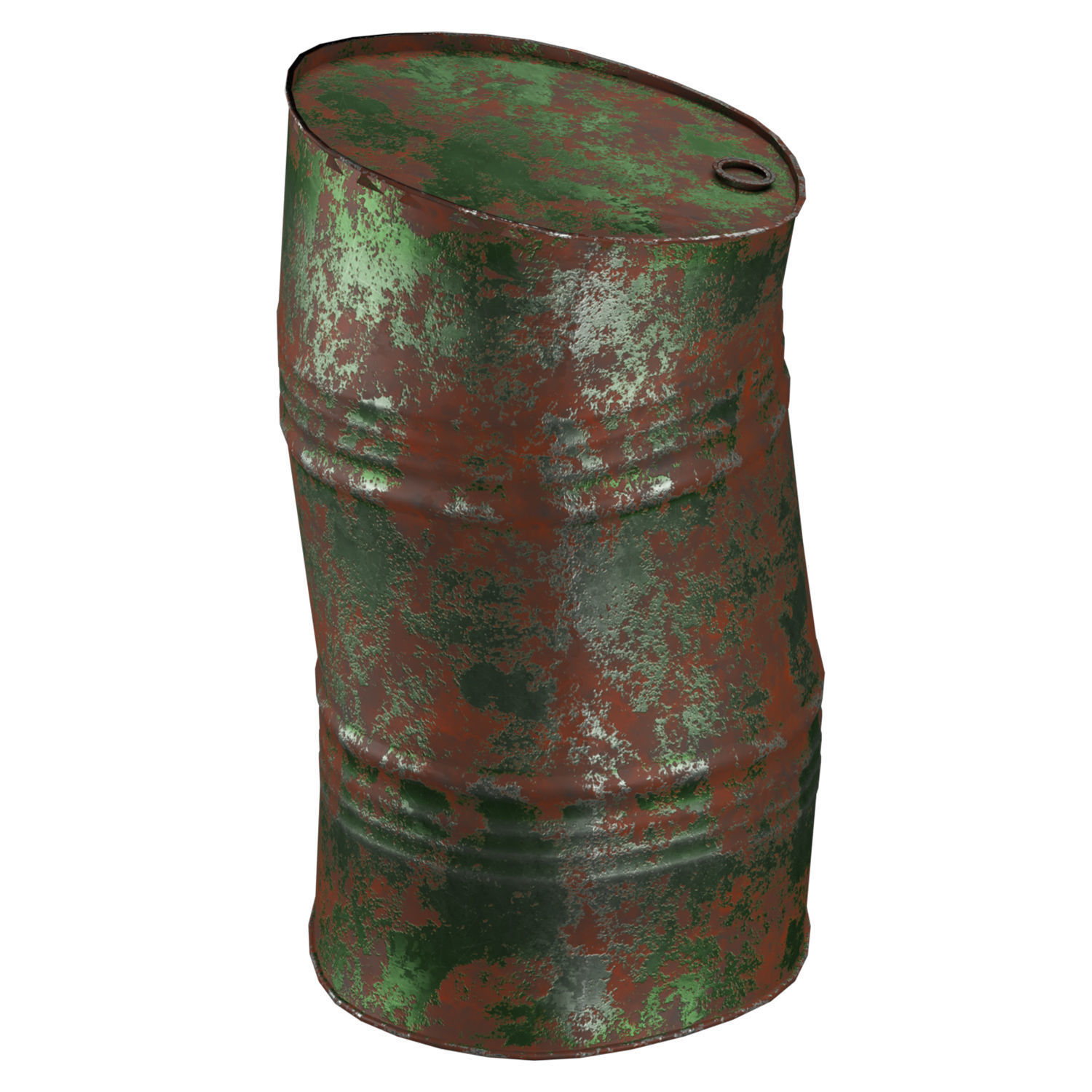220 Liter Steel Barrel Low-poly 3D model_5