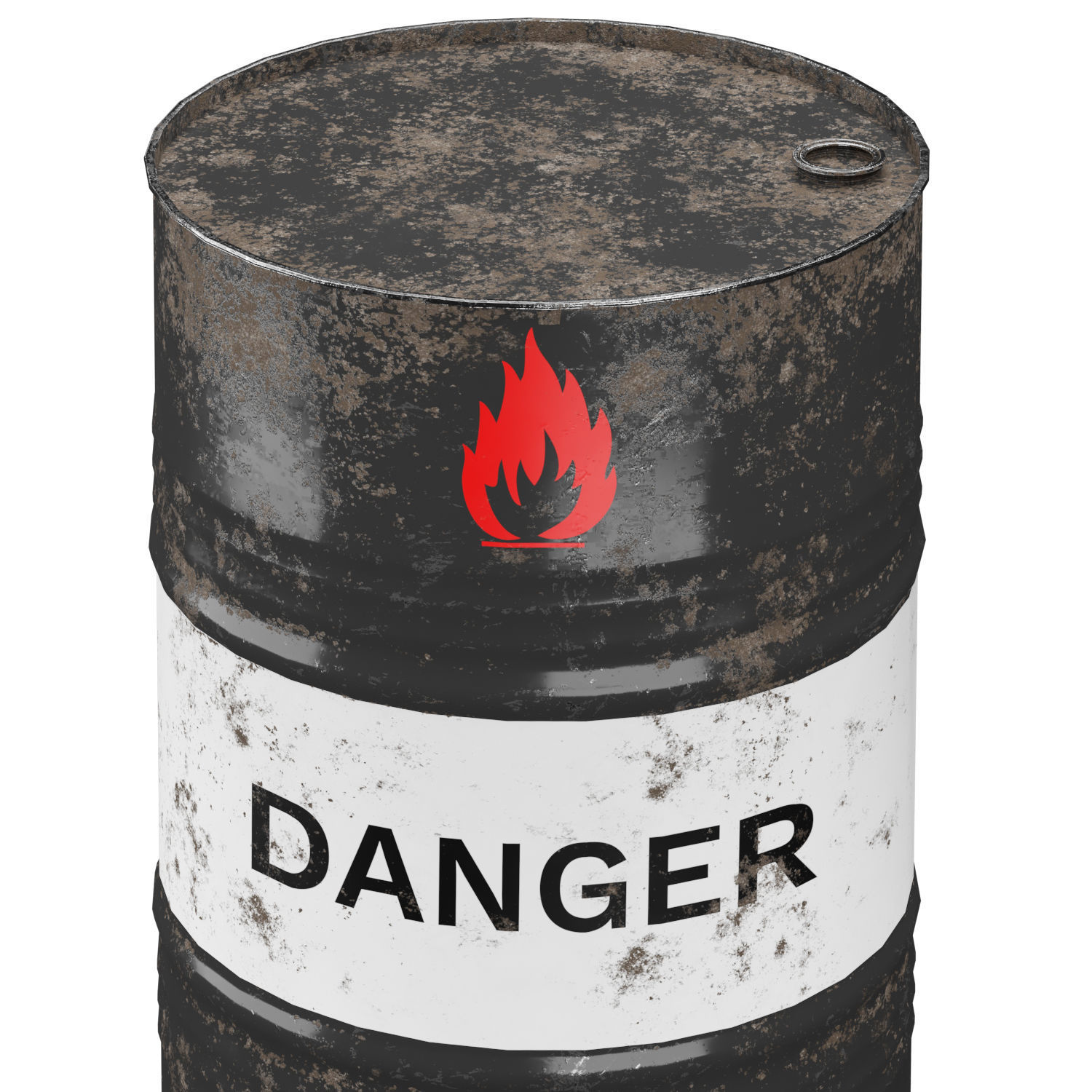 220 Liter Steel Barrel Low-poly 3D model_2