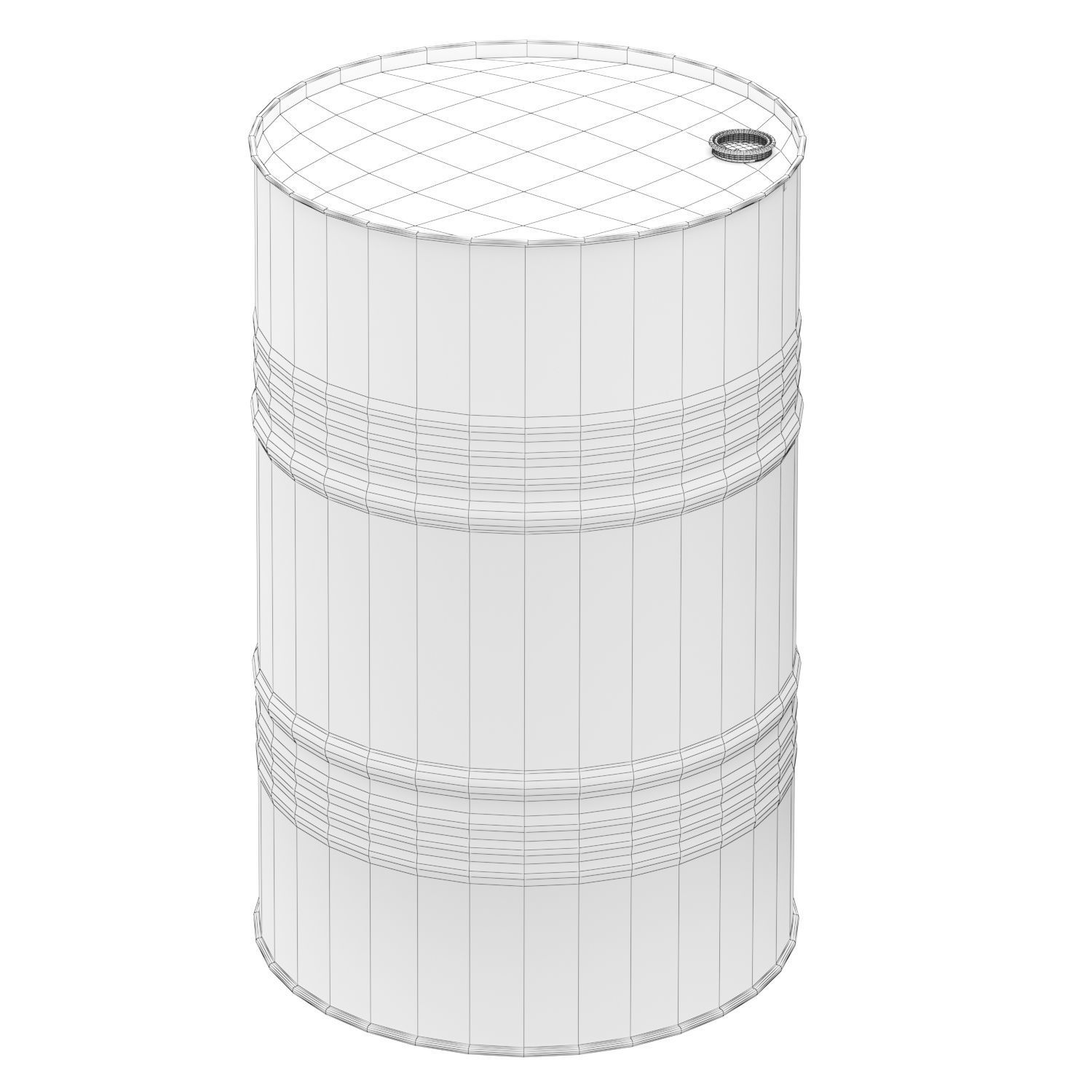 220 Liter Steel Barrel Low-poly 3D model_6