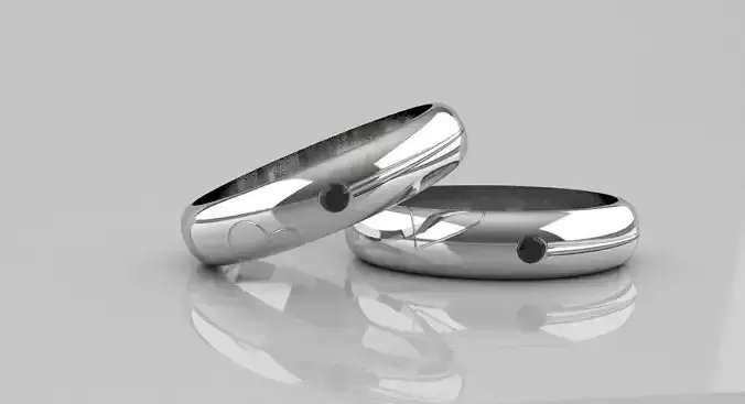 Couple ring 3d model platinum